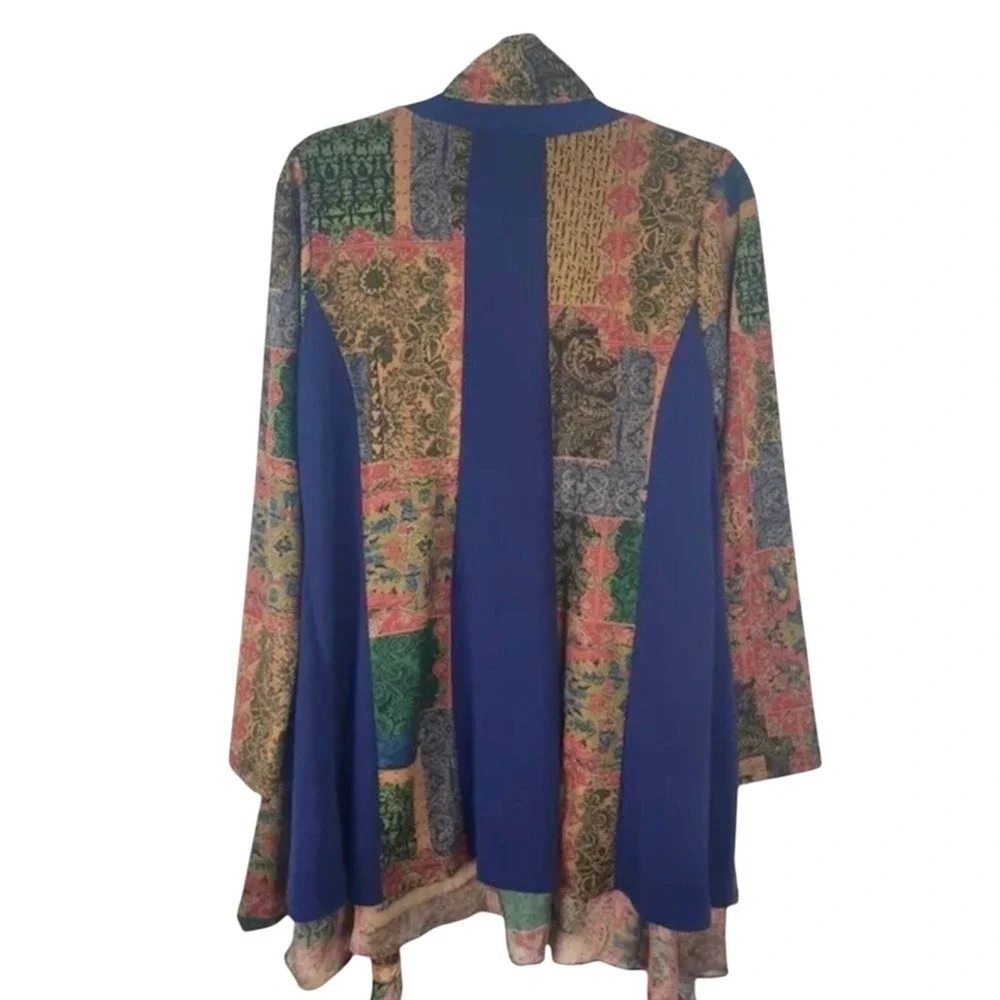 Soft Surroundings Izmir Paneled Topper Open Front‎ Cardigan Boho Petite Large
